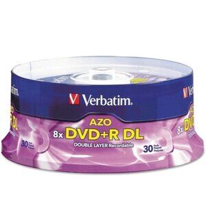 Verbatim DVD+R DL 8.5GB 8X with Branded Surface - 30pk Spindle - 96542, 30-Disc